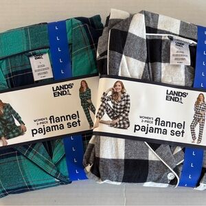 2 Lands' End Ladies' Flannel 2-piece Pajama Set